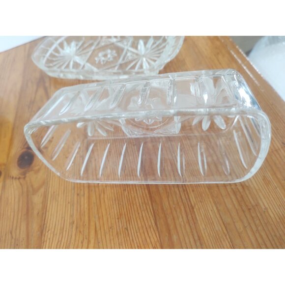 Vintage Anchor Hocking Covered Cut Glass Butter Dish Star Of David - Picture 6 of 11